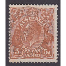 Australian    King George V    5d Brown   C of A WMK  Plate Variety 3R56..